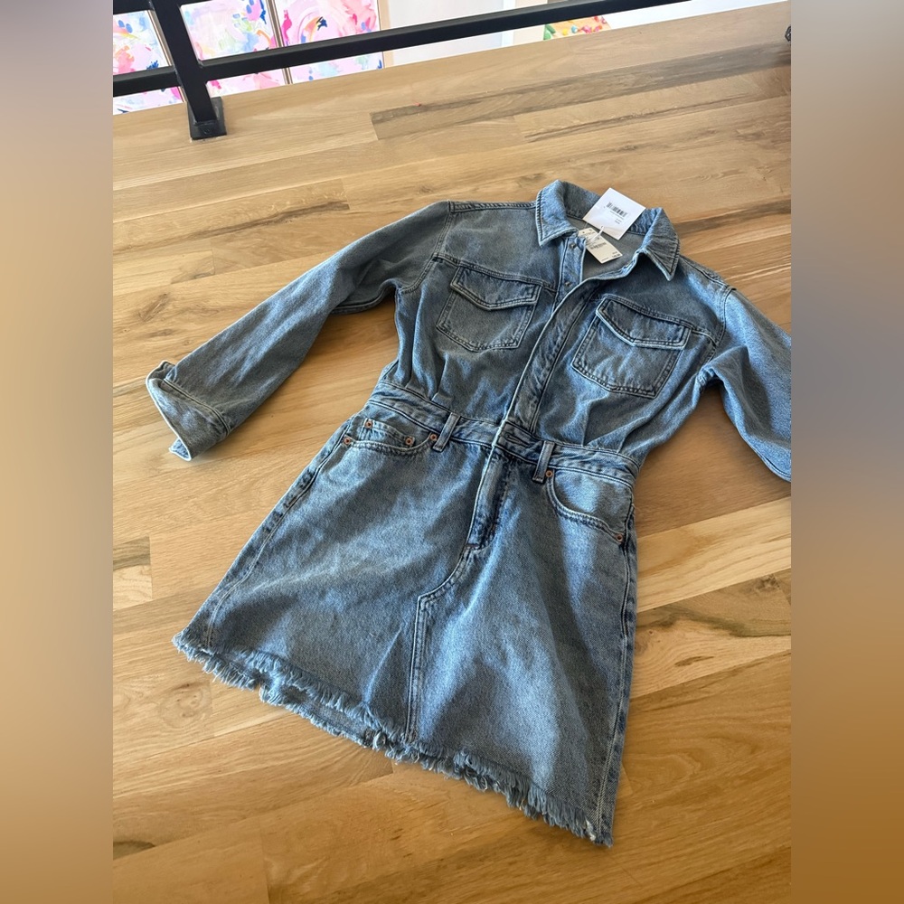 NWT Pistola Nina Long Sleeve Denim Shirtdress Small - Picture 2 of 7